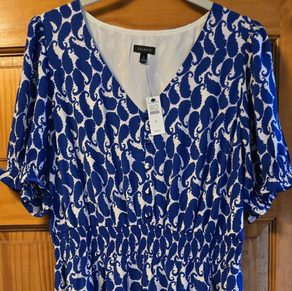 Blue and White Patterned Dress